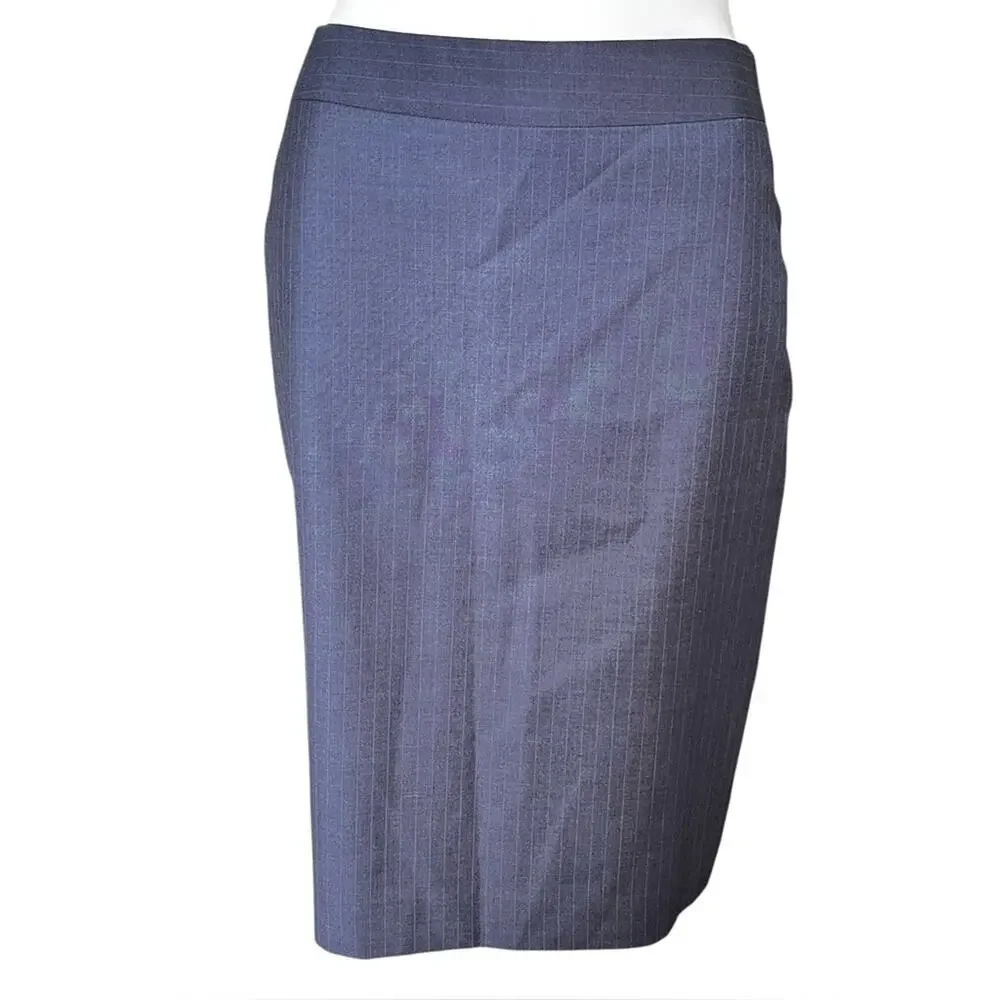 Moi-Même Navy Blue Pinstripes Lined Pencil Skirt size 4